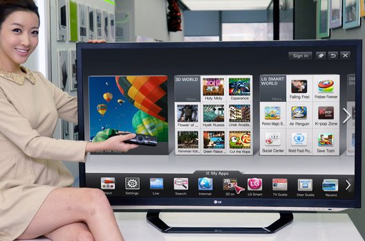 Die Smart-TV-Funktionen von LG umfassen mehr als 1200 Applikationen. Dank Flash und HTML 5 kann ein voll funktionsfähiger Browser mit Videofunktion integriert werden.