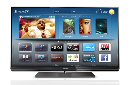Der Homescreen mit dem TV-Programm, den Empfehlungen für Apps, TV-Shows, oder Video-on-Demand und unten den vom Nutzer bevorzugten Apps