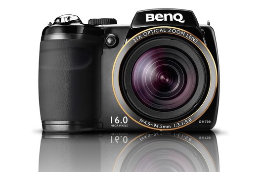 Die GH700 von BenQ hat ein 21fach Zoom mit einer Brennweite von 25 - 252 mm (35 mm KB). Aufnahmen mit 16 MP sind bis ISO 1600 möglich.