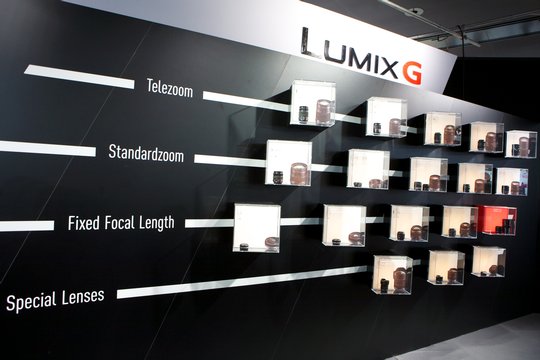 Aber auch ohne Hostess imponiert die Auswahl an Lumix G-Optiken.