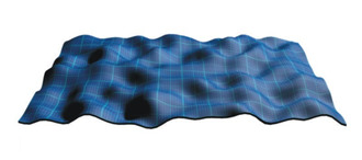 Oberfläche eine NXT-Panels nach einer Impulsanregung. Es entstehen ein Vielzahl kleiner Schallquellen; ähnlich wie die Wellenentwicklung beim Steinwurf ins Wasser.