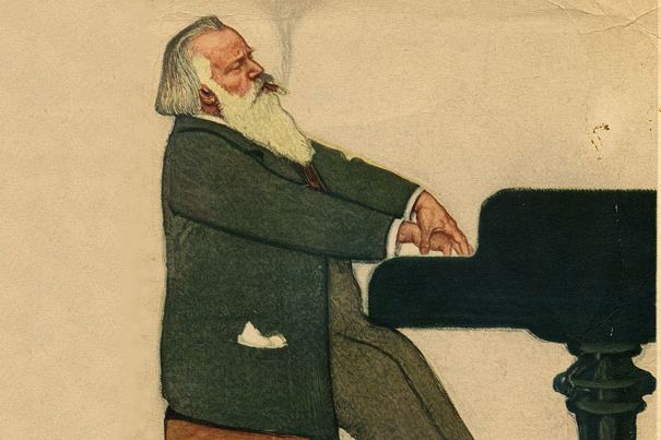 Brahms am Flügel, Gemälde von Willy von Beckerath.
