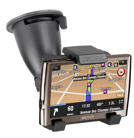 Archos 5 Mediaplayer mit GPS Satelliten-Navigation und Windschutzscheibenhalterung