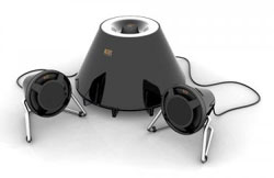 Das 2.1 Lautsprechersystem Expressionist Plus von Altec Lansing sieht futuristischaus.