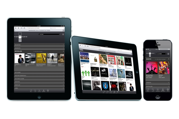Der neue Download-Shop von Highresaudio.com für Smartphones und Tablets.