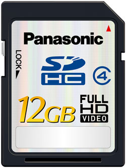 Die SDHC-Speicherkarten von Panasonic bieten auch für HD-Videos genügend Speicherkapazität.