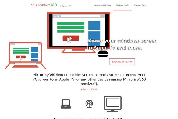 Will man den Inhalte von Windows-Rechner an Apple TV übertragen, sind spezielle Hilfsprogramme wie Mirror360 nötig.