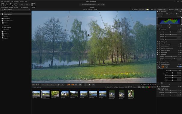 Lightroom à la Hasselblad: Die Phocus Digital Imaging Software ist speziell auf den Umgang mit 3F-Dateien zugeschnitten. Einstellungsebenen mit Verläufen lassen vielfältige Bildmanipulationen zu, ohne dafür gleich nach Photoshop wechseln zu müssen.