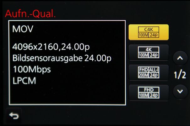 Oscarverdächtig: Die FZ2000 filmt auch in echter Cinema-4K-Auflösung mit 4096 x 2160 Pixel bei 24 Vollbildern pro Sekunde.