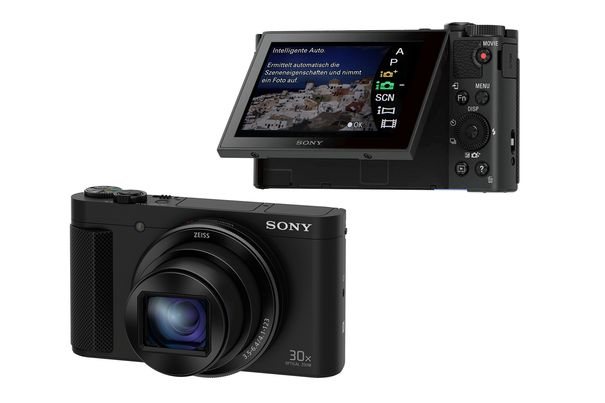 Die Sony DSC-HX90V ist eine sehr kompakte Reisekamera mit 30-fachem optischem Zoom und Klapp-Display.