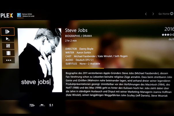 Dank der Plex-App bringt die Xbox One S auch die heimische Filmsammlung von der Festplatte auf den TV.