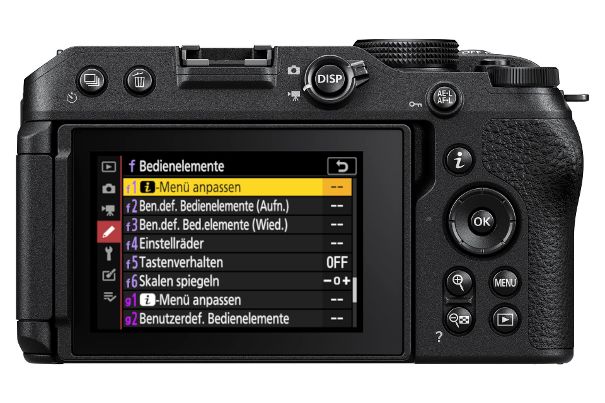 Tasten- und Menüanpassung: Die Nikon Z 30 lässt sich auf verschiedene Arten nach eigenem Geschmack konfigurieren. Im Bild das Hauptmenü «f» für die Bedienelemente.