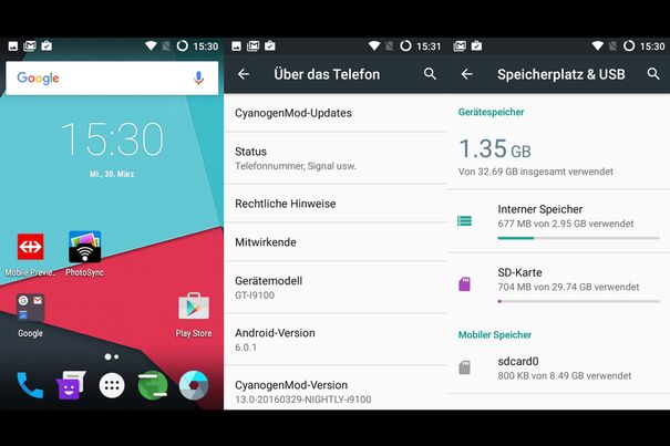 Dafür hat sich die Arbeit gelohnt. Das Galaxy S2 protzt mit neustem Android und viel freiem Speicher.