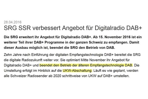 Nach der Abschaltung von DAB kommt die Abschaltung von UKW.