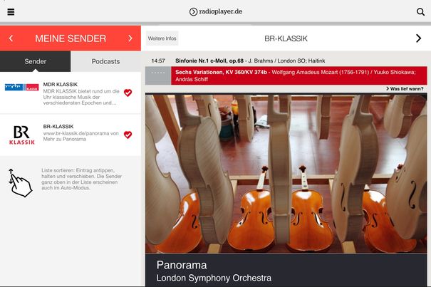 Moderne Apps machen Radiohören auch zum optischen Genuss und verwöhnen mit viel Zusatzinfos. (Screenshot: Radioplayer.de)