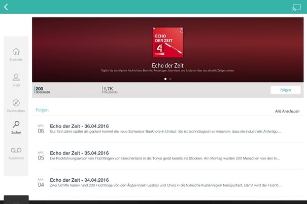 TuneIn kann auch auf die Archive der Radiosender (Podcasts) zugreifen und Verpasstes jederzeit abspielen.