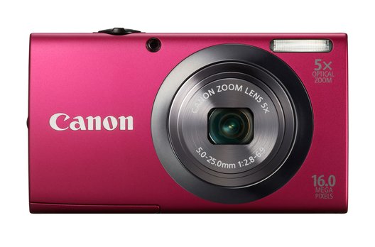 Das schlanke Gehäuse der Powershot A2300 ist aus Metall und in den Farben Pink, Blau, Schwarz und Weiss erhältlich.