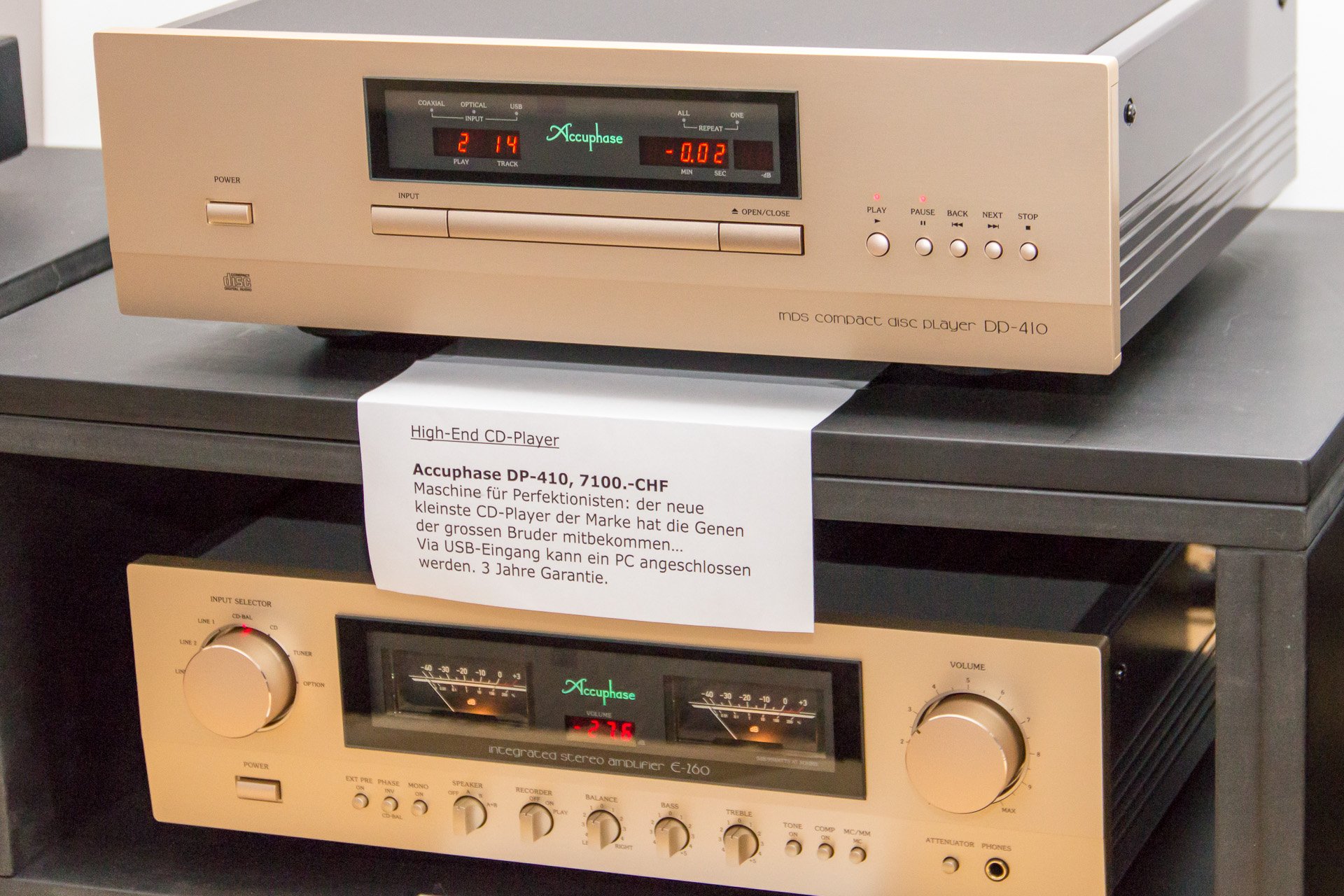 Zu hören waren auch der brandneue Accuphase CD-Player DP-410 ...