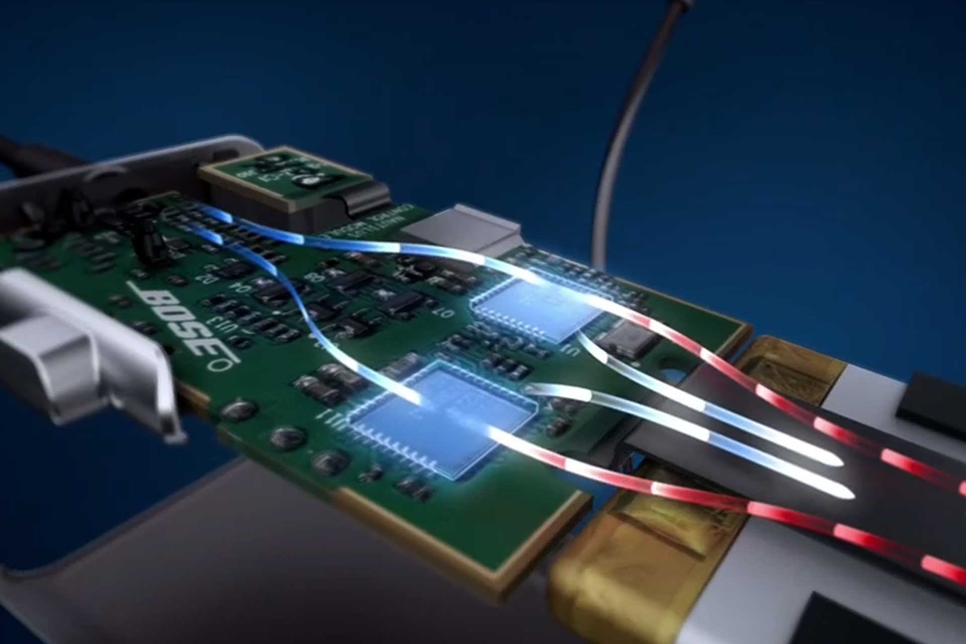 Die Elektronik des QC20 verarbeitet die Mikrofonsignale und die Musik zu einem weitgehend störungsfreien Signal für ungetrübtes Hören.