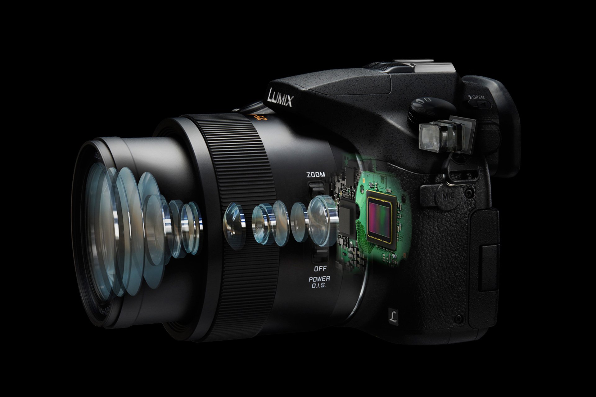 Das 16fach-Zoom besteht aus 15 Glas-Linsen in elf Gruppen. Es hat eine KB-Brennweite von 25 - 400 mm.