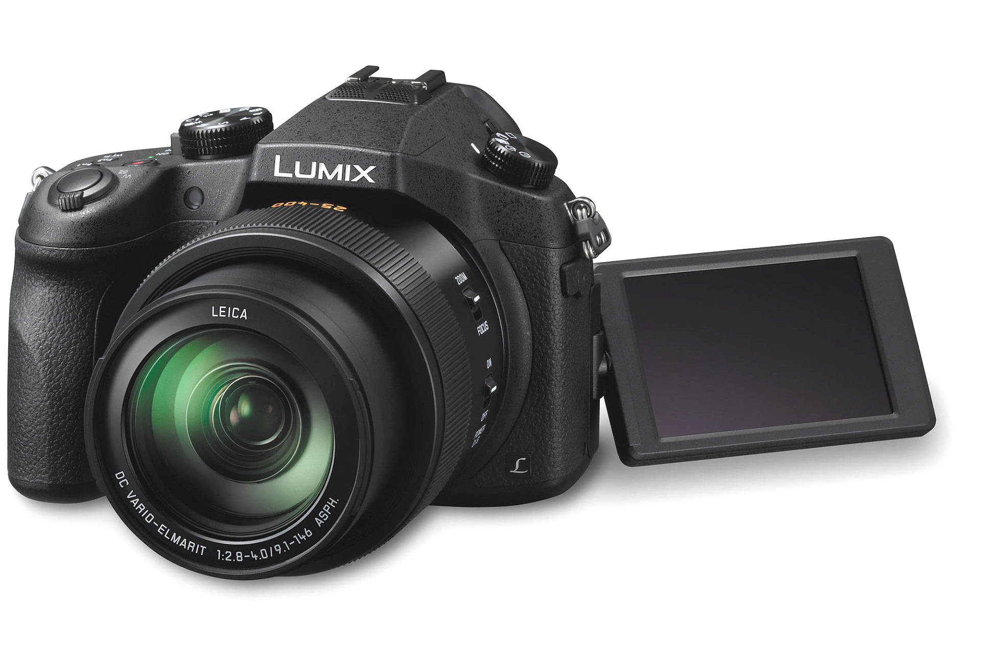 Das Gehäusedesign der Lumix DMC-FZ1000 entspricht der einer klassischen DSLR. Das ins Gehäuse integrierte Motor-Zoomobjektiv und der elektronische Sucher (EVF) auf der Rückseite entlarven die Bridge-Konstruktion. Der LCD-Monitor ist beweglich gelagert.
