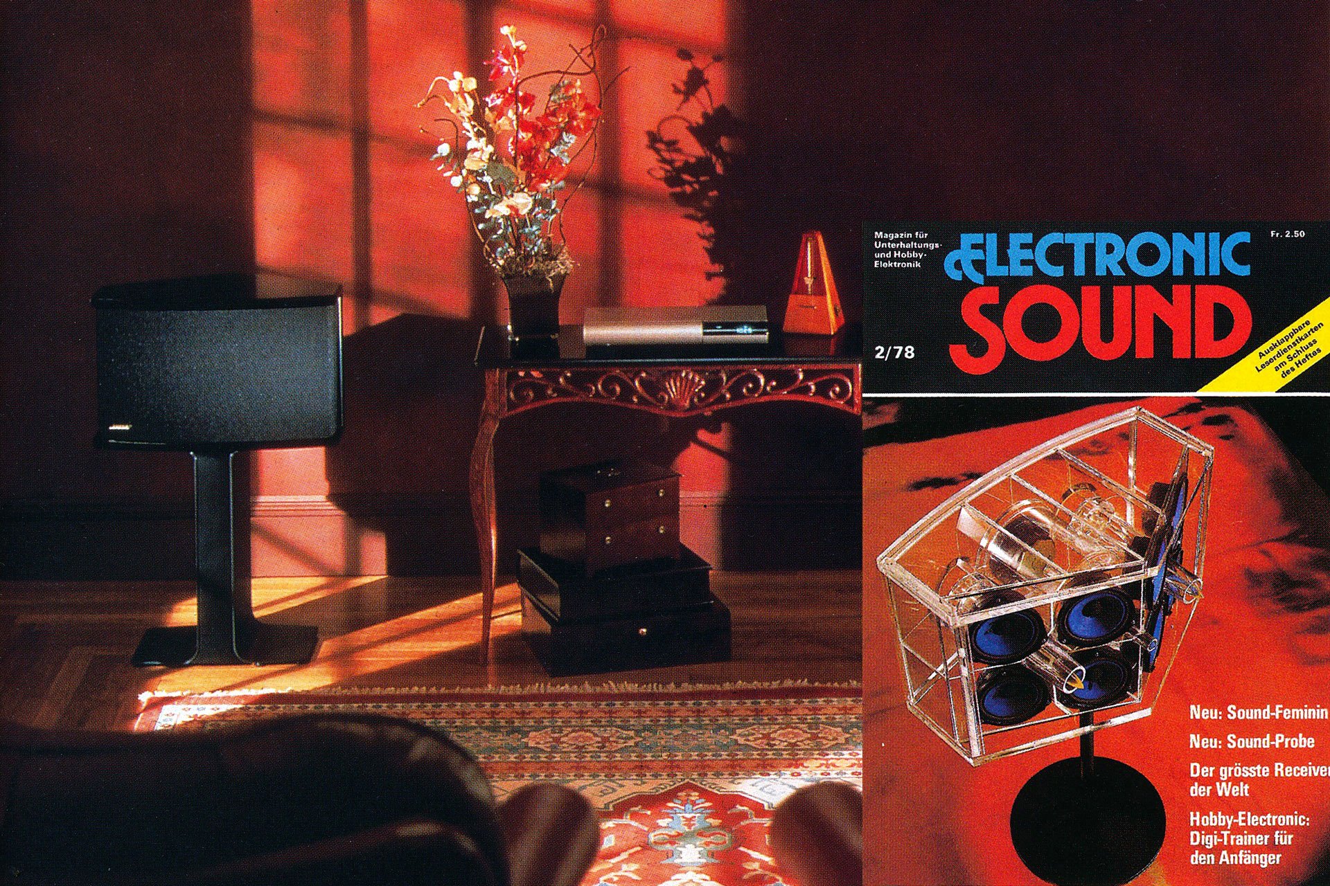 Bereits der Bose 901 Direct/Reflecting-Lautsprecher - 1968 eines der ersten kommerziellen Produkte von Bose - wurde im "Electronic Sound" von 1978 (kleines Bild) und im "Sound & Vision" von 1998 (den beiden Vorgänger-Zeitschriften von avguide.ch) ein geniales akustisches Design bescheinigt.