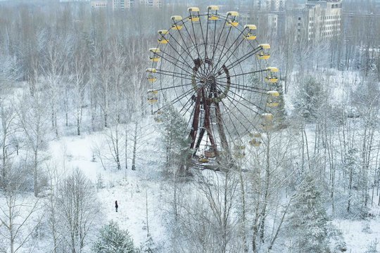 Kindertraum: Der letzte Tag in Prypjat. Die durch Schneefall entstandene verträumte Atmosphäre veränderte Prypjat von Grund auf.