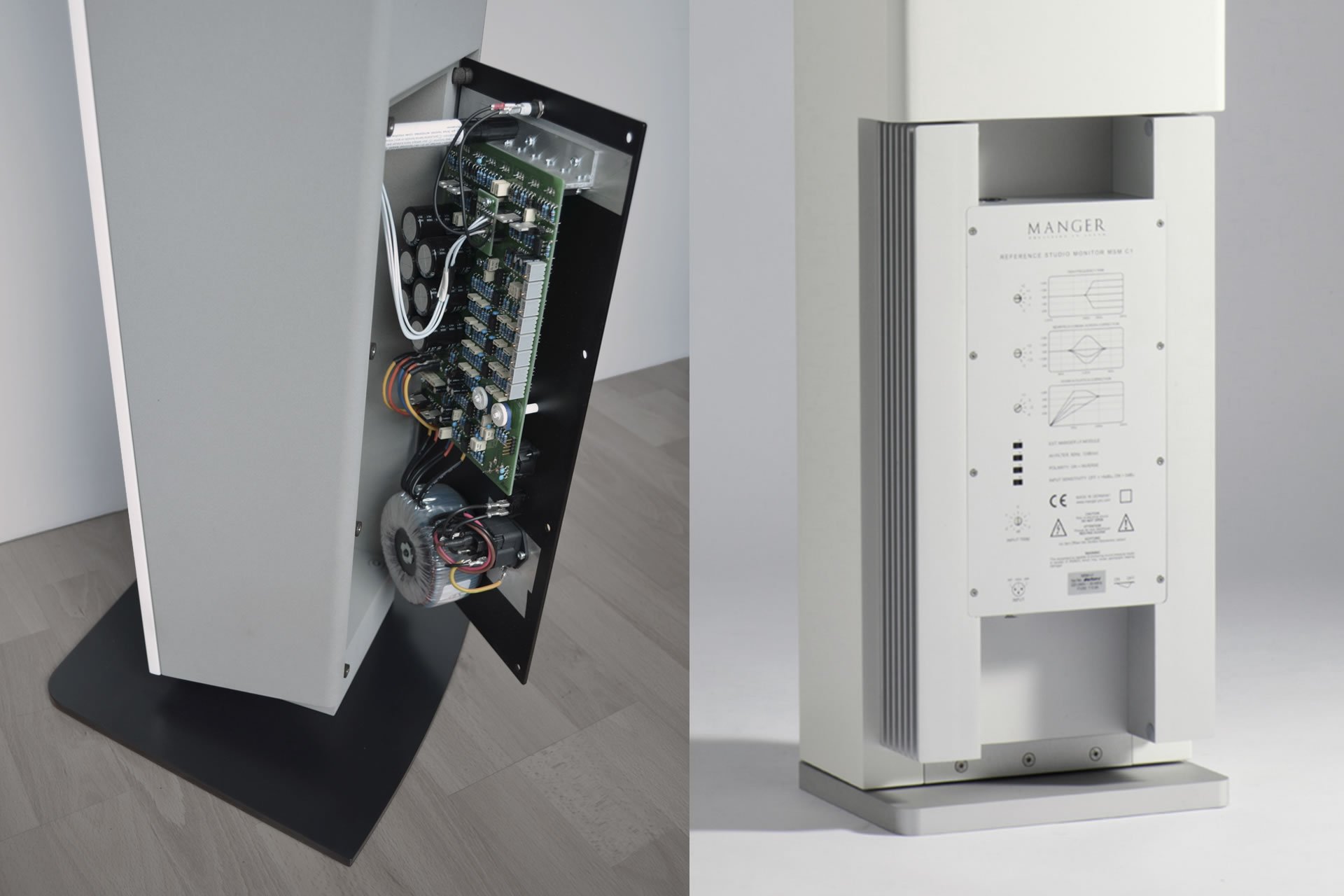 Edel gestaltete analoge Aktiv-Lautsprecher bringen Studio-Technik in private Musikräume und lassen sich optimal mit den Geräten von den Digital-Profis von Weiss verknüpfen. Die raumfüllende Wiedergabe im grossen Schlossraum verlangt nach mehr Tiefton-Energie, weshalb sich gut die Vorzüge von ergänzenden Subwoofern vorführen lassen.