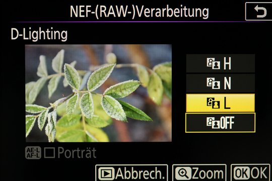 Nikon D5600. Bildbearbeitung im Nachhinein: D-Lighting leicht.