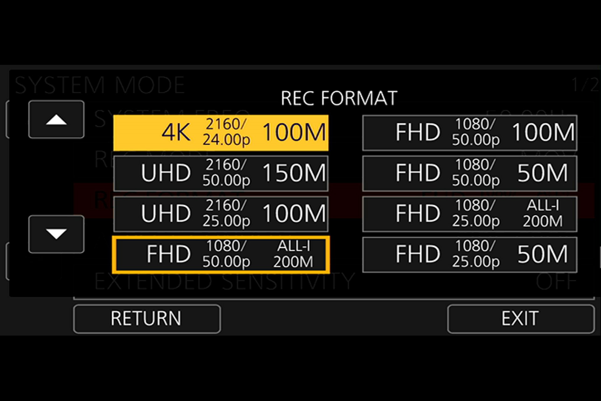 Panasonic HC-X1 Videoformate: UHD mit 50/60 p und Cinema 4K sind aussergewöhnlich in dieser Kameraklasse. Full-HD All-Intra findet man auch nicht in jedem Profi-Camcorder.
