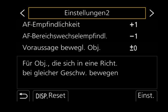 Panasonic Lumix G9: AF-Untermenü Einstellungen 2.