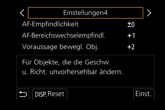 Panasonic Lumix G9: AF-Untermenü Einstellungen 4.