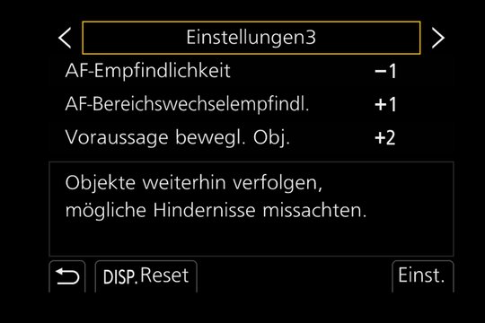 Panasonic Lumix G9: AF-Untermenü Einstellungen 3.