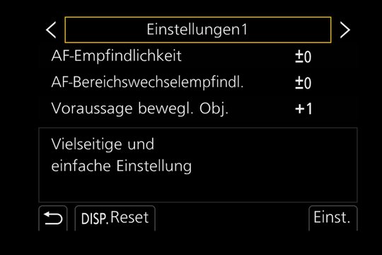 Panasonic Lumix G9: AF-Untermenü Einstellungen 1.