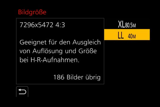 Panasonic Lumix G9: High-Resolution Bilder sind in zwei Grössen möglich.