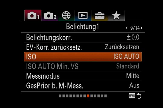 Sony Alpha 7R III Menüsystem: Belichtung 1, GesPrior b. M-Mess.