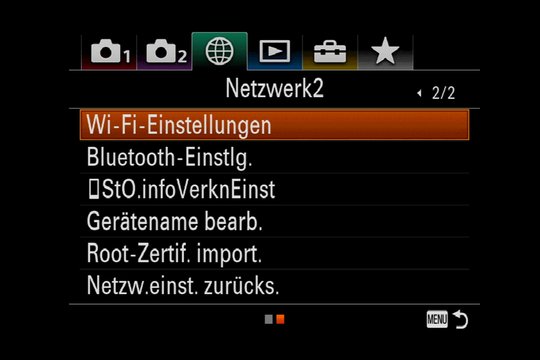 Sony Alpha 7R III Menüsystem: Netzwerk 2, StO.infoVerknEinst.