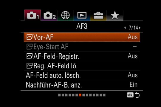 Sony Alpha 7R III Autofokus: AF-Menü 3.