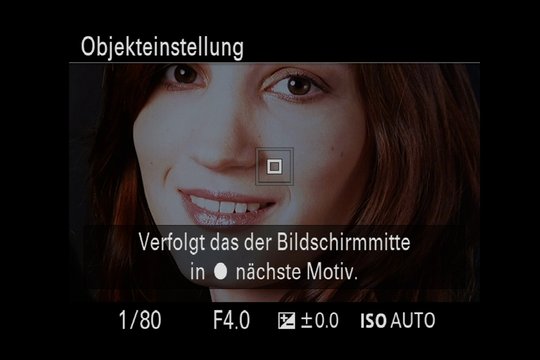 Sony Alpha 7R III Autofokus: Objektverfolgung, mit aussagekräftigem Hilfetext.