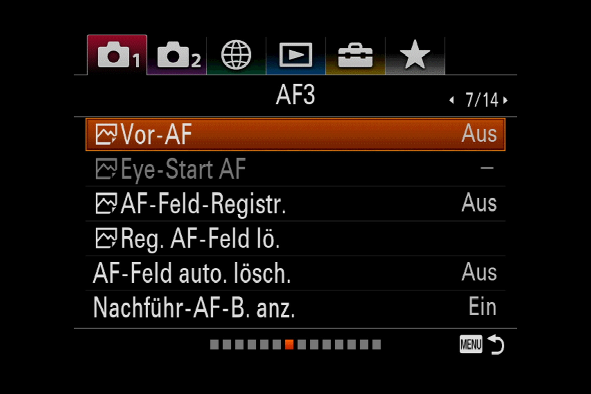 Sony Alpha 7R III Autofokus: AF-Menü 3.