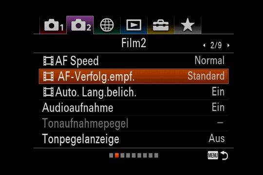 Sony Alpha 7R III Videofunktionen: Für Videoaufnahmen gibt es anpassbare Autofokus-Einstellungen.