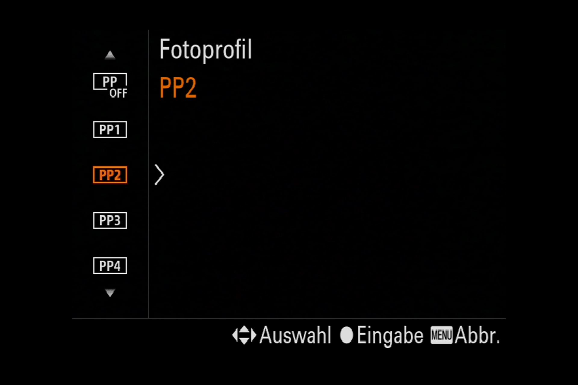 Sony Alpha 7R III Videofunktionen: Die Bildprofile für die Videoeinstellungen sind unter dem Kamera-1-Symbol bei den Fotoprofilen zu finden.