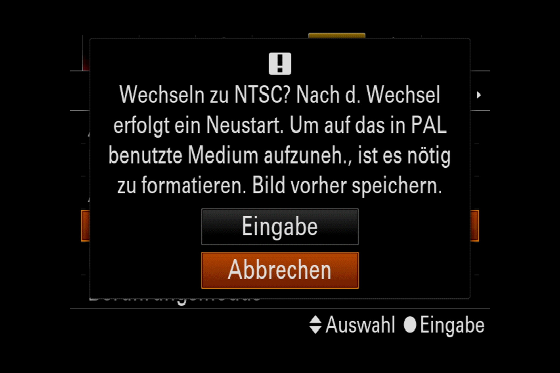 Sony Alpha 7R III Videofunktionen: Die Umstellung auf 24p, bzw. NTSC, verlangt eine Formatierung der Speicherkarte.