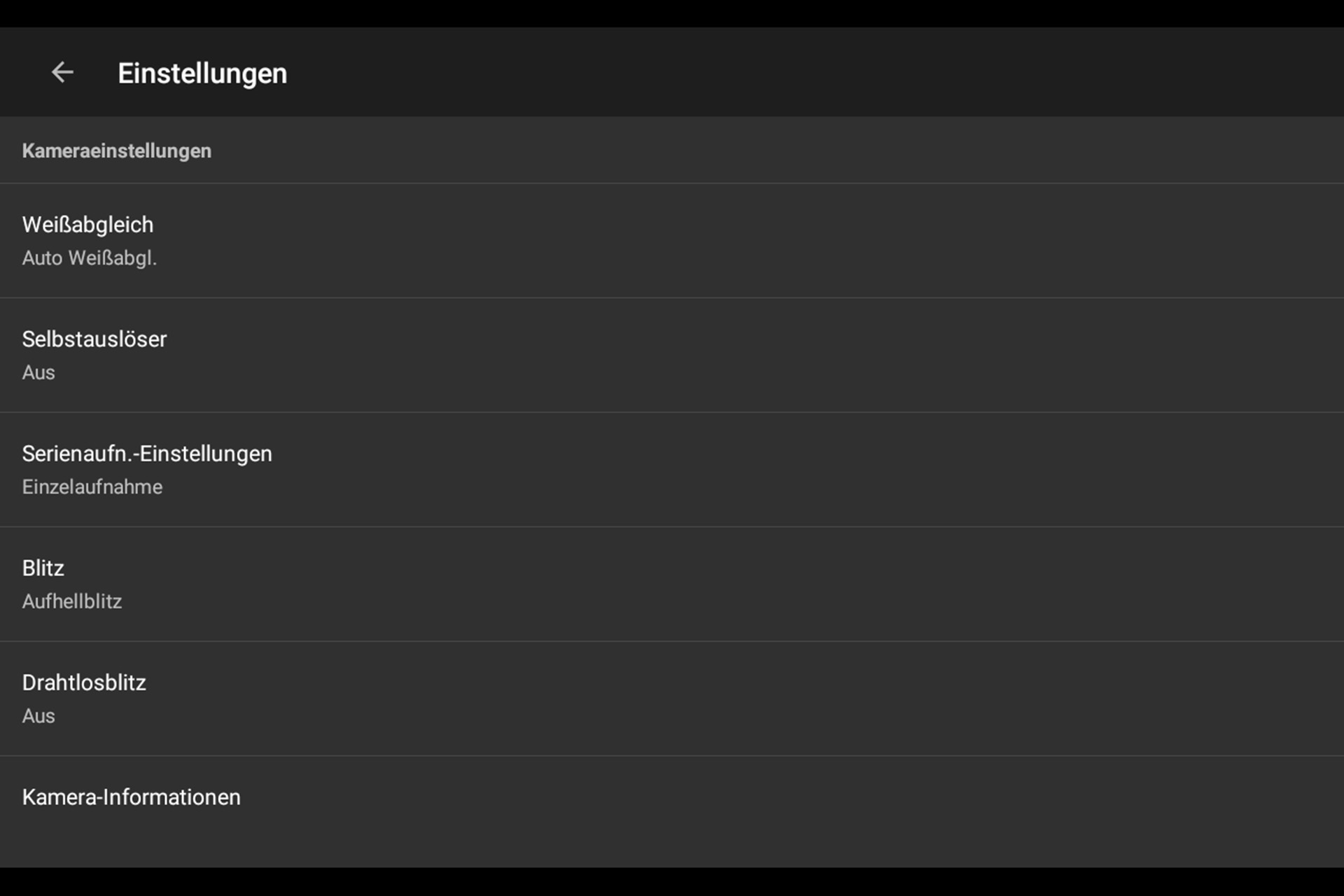 Sony Alpha 7R III WiFi: Die Kamera-Einstellungen am Smartphone.
