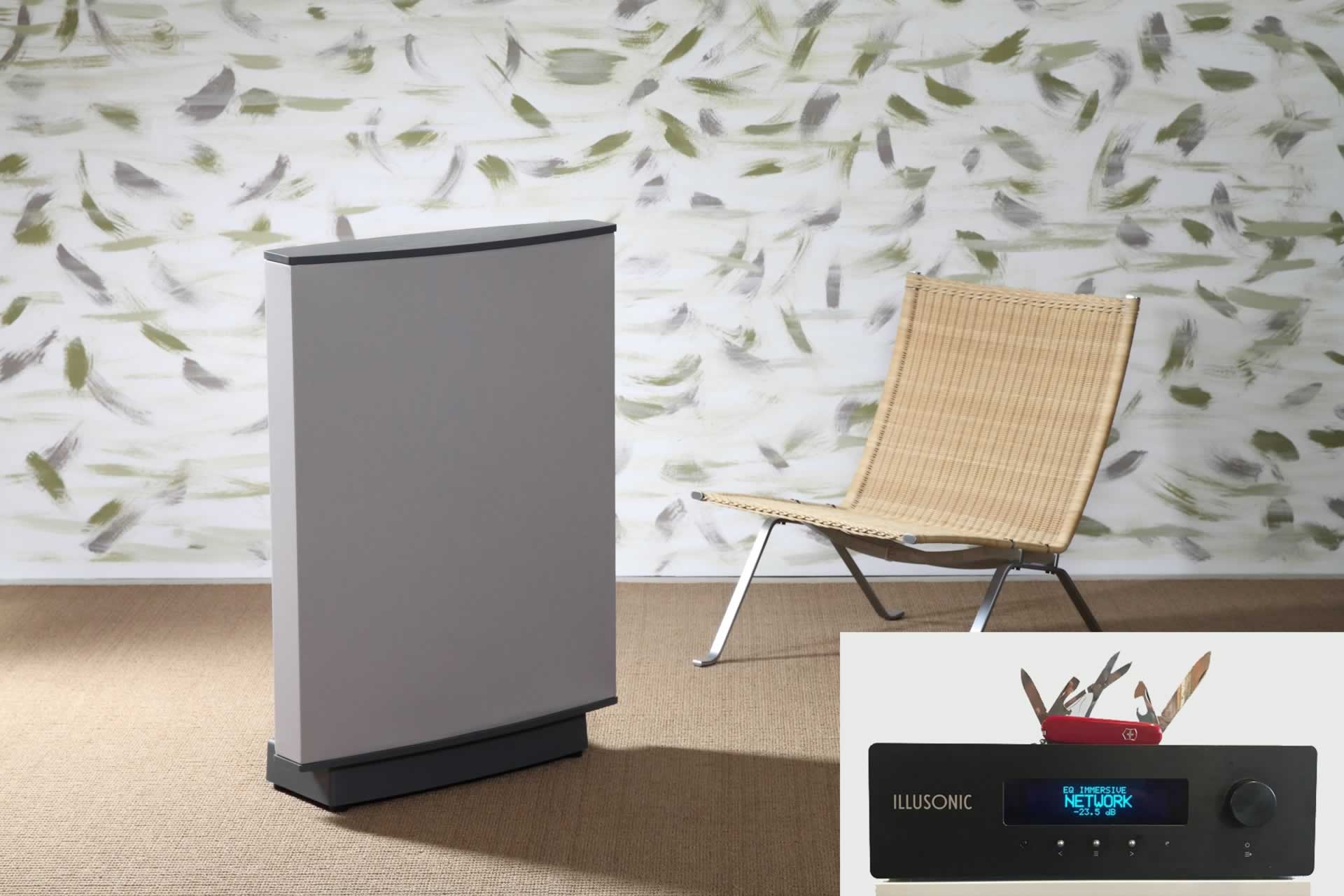 Illusonic – Quad: Das Taschenmesser unter den Audio-Prozessoren zaubert aus drei der berühmten Quad-Elektrostaten ESL63 verblüffend echter wirkendes Stereo, als es «nur» 2 Kanäle leisten können. www.illusonic.com