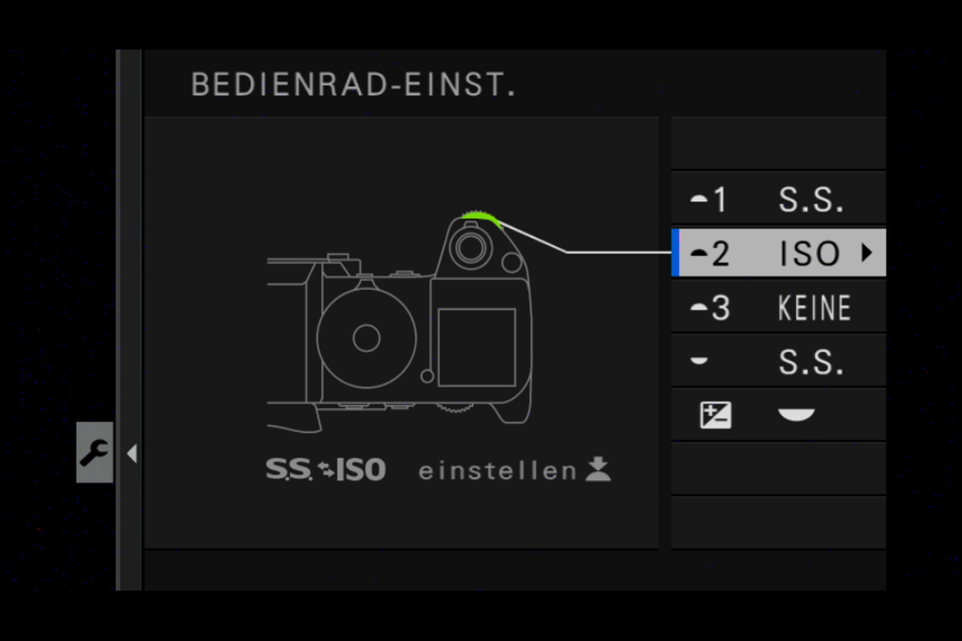 Fujifilm X-H1: Menü zur Anpassung der Bedienräder.