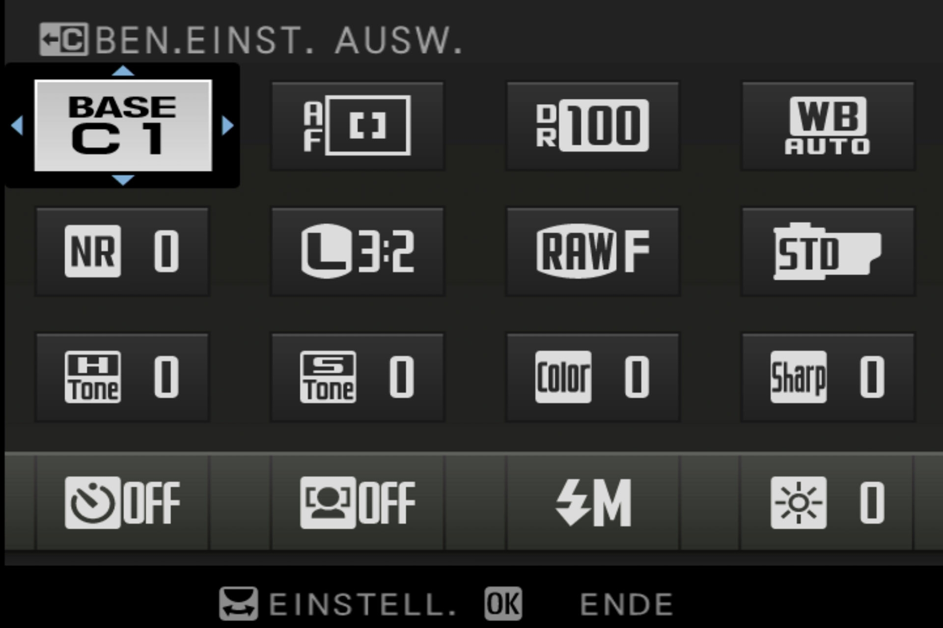 Fujifilm X-H1: Menü zur individuellen Anpassung des Schnellmenüs.