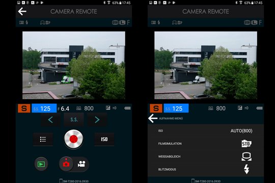 Fujifilm X-H1. Steuerung per WiFi: Einstellungen im Fotomodus.