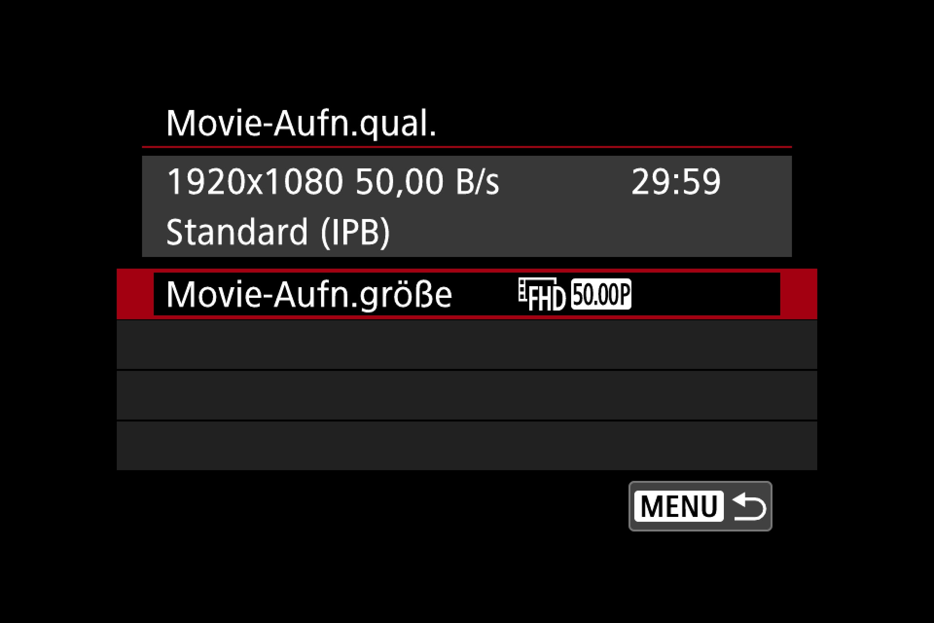 Canon EOS M50. Die längste ununterbrochene Filmaufnahme ist generell auf 30 Minuten beschränkt, nicht nur bei 4K/UHD.