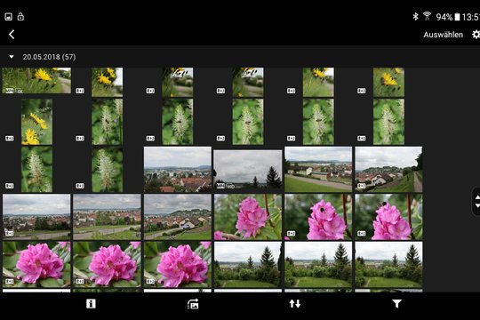 Canon EOS M50. Bilder-Auswahl am Smartphone zur Übertragung.